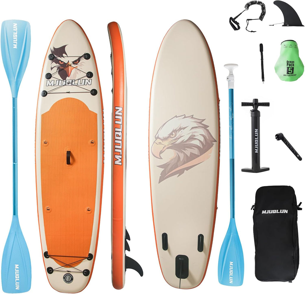 Upgrade Stand Up Paddle Board 10'6' with 32' Wide Stable, Double Ended Paddle,Non Slip Deck,Dual Action Pump,Fast Inflatable SUP Great for Adults and Kids