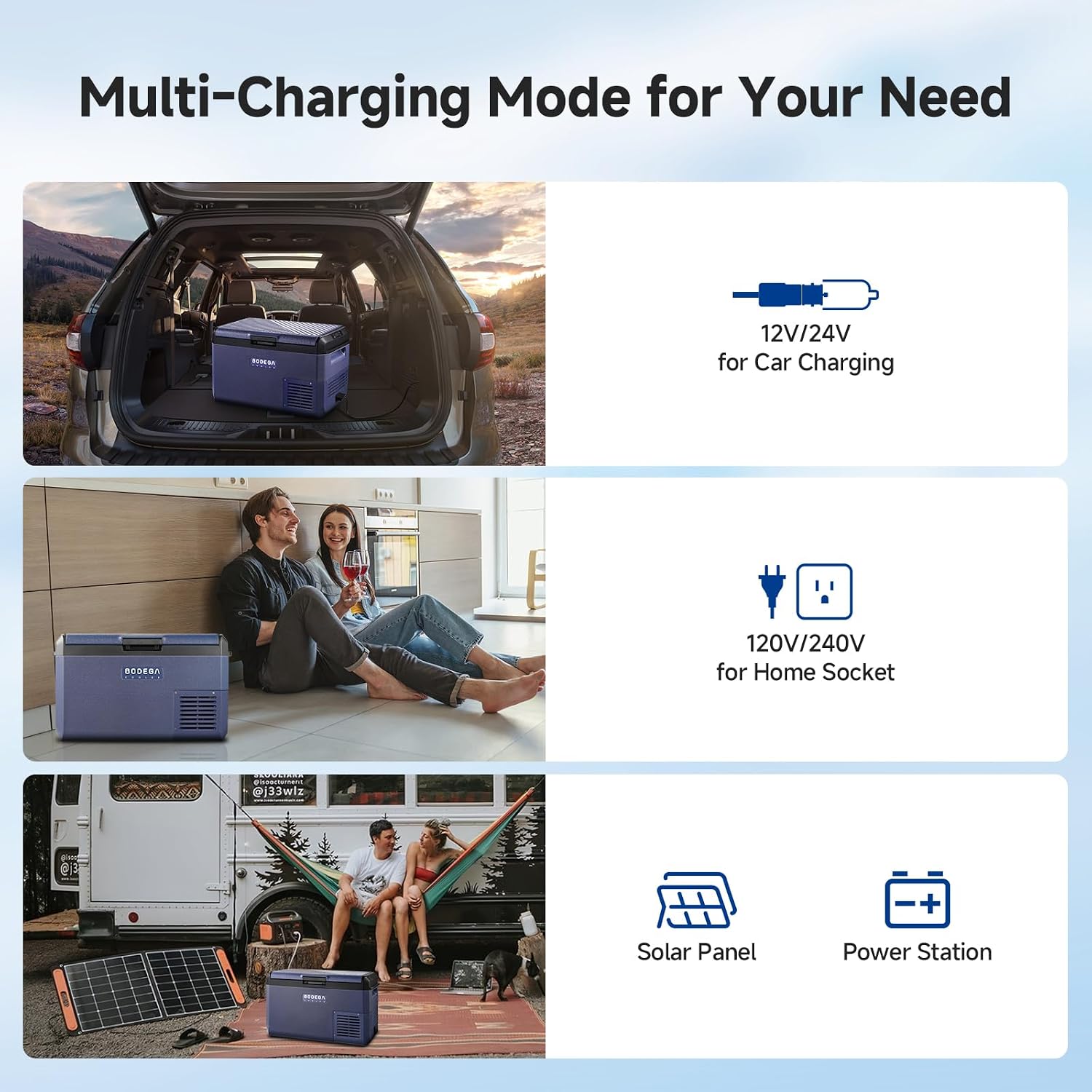 BODEGACOOLER 12 Volt Car Refrigerator, 42QT(40L) IPX4 Waterproof Electric Cooler, 31dB Ultra-Quiet Car Fridge APP Control with 12/24V DC 110-240V AC, -4℉~68℉, Portable for Truck RV Camping, Travel