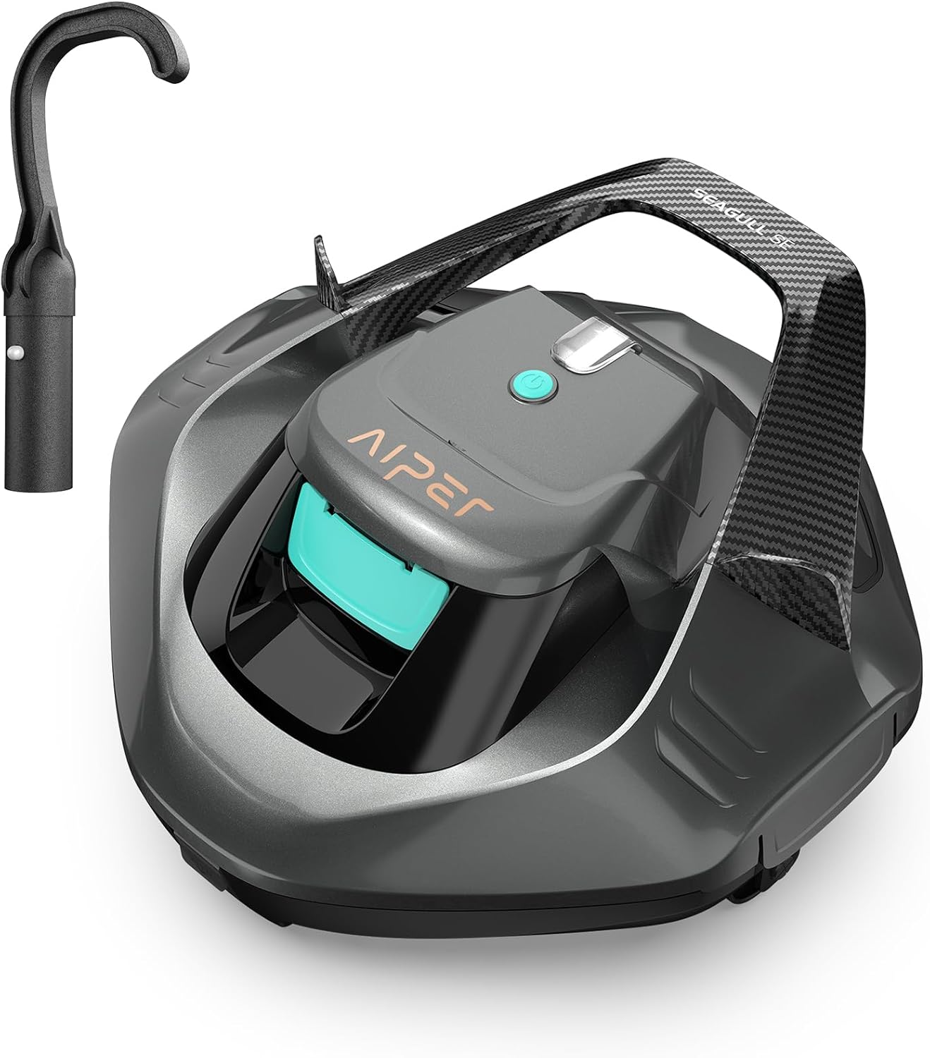 AIPER Seagull SE 2025 Cordless Robotic Pool Cleaner with LED Indicator, Self-Parking Technology, Lasts 90 Mins Runtime, Ideal for Above-Ground Pool up to 40 Feet, Grey & Teal