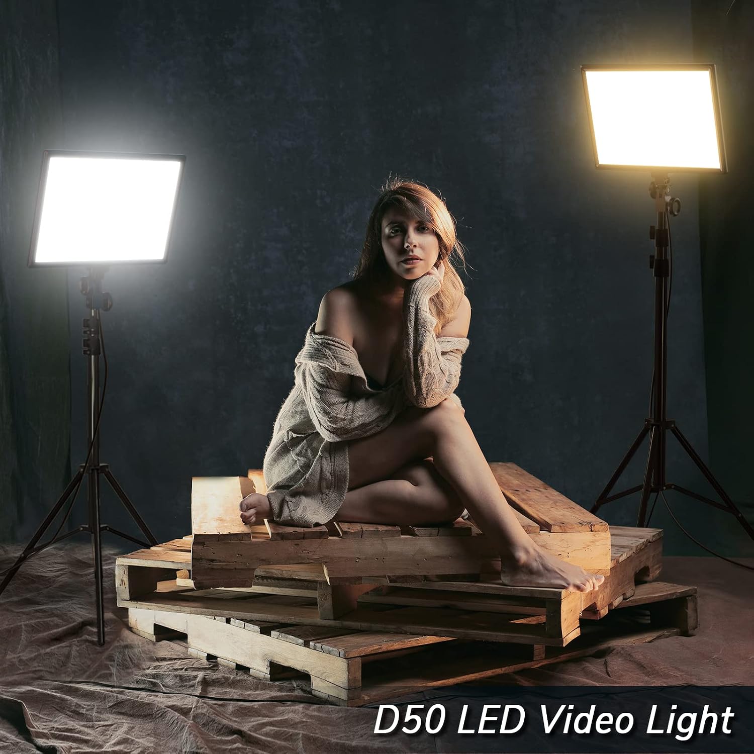 D50 LED Video Light Panel Lights 15.4', 2 Packs 45W 3000K-8000K Bi-Color Dimmable Photography Lighting, CRI 96+ Videography Lighting for Video Shooting/Gaming/Live Stream/Studio/Film