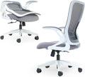 Tervo Model U | Folding Office Chair for Small Spaces | Gaming Chair for Adults & Kids | Ergonomic Mesh Computer Chair for Bedroom | Foldable Desk Chair for Home Work (White & Grey)