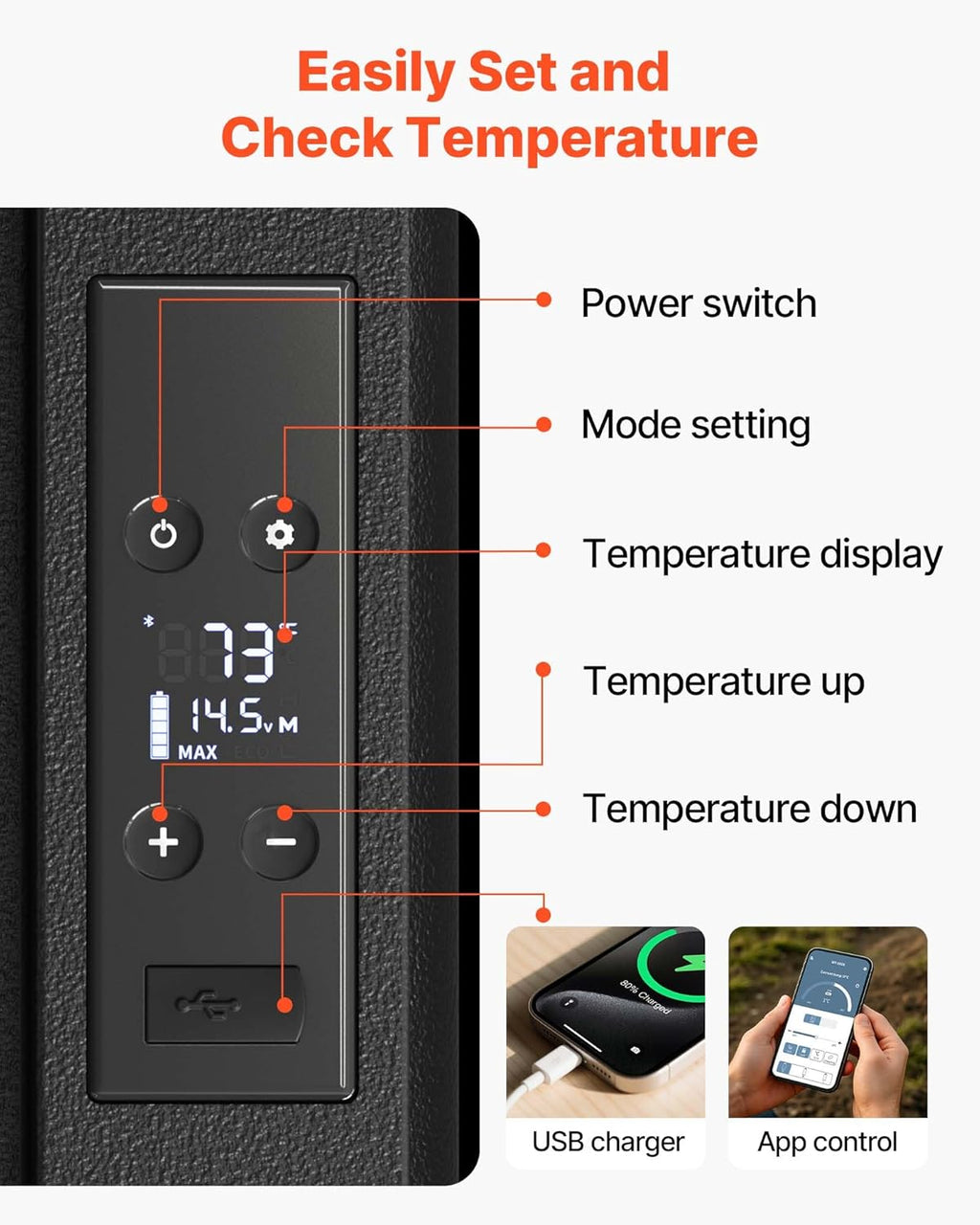 VEVOR 12 Volt Car Refrigerator Fridge, 9 L Single Zone Portable Freezer, -4℉-68℉ Adjustable Range, 12/24V DC and 100-240V AC Compressor Cooler for Outdoor, Camping, RV, Grey