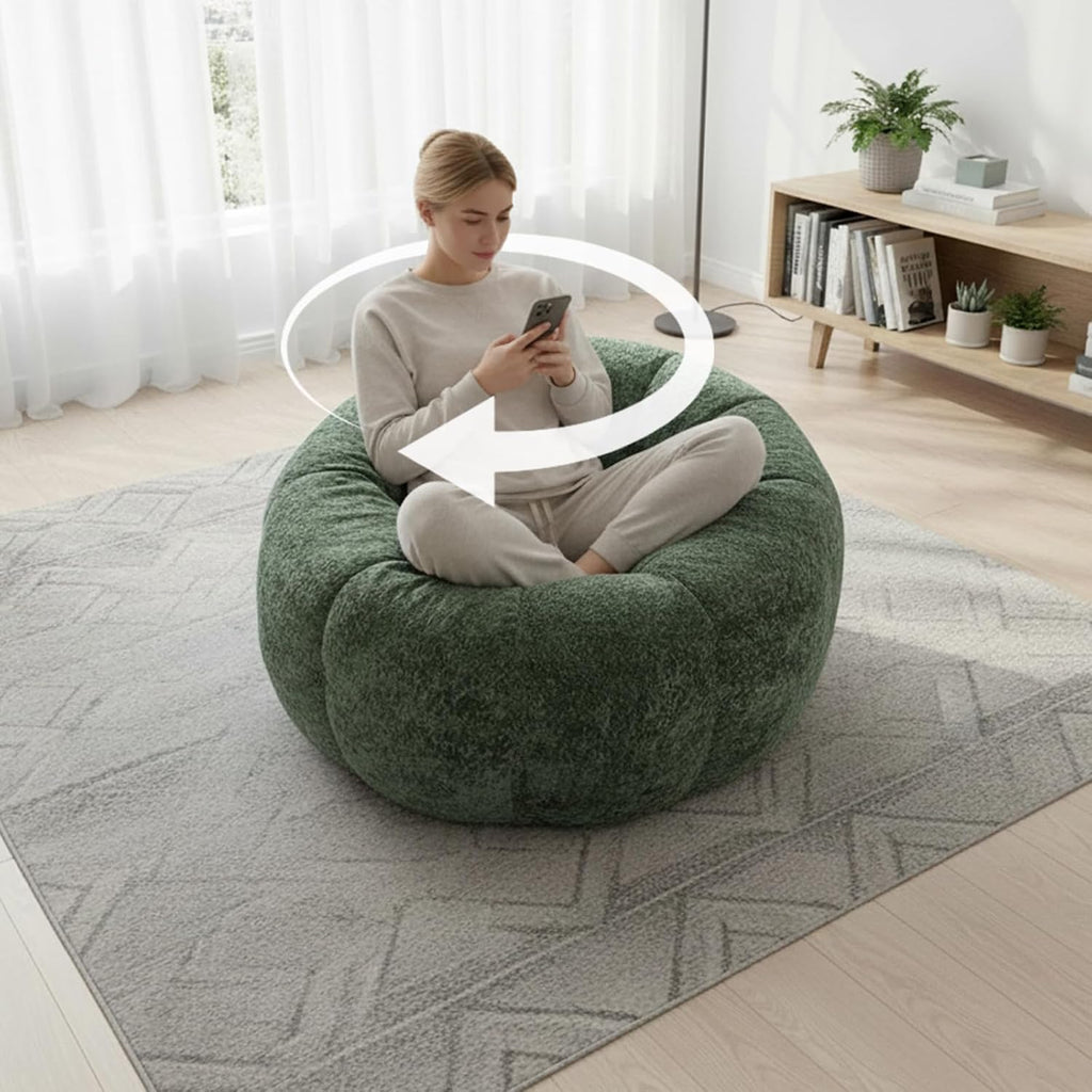 Giant Bean Bag Chair for Adults – Large Comfy Stuffed Sofa Seat with Spacious Design for Reading, Gaming, or Relaxing (Dark Green)