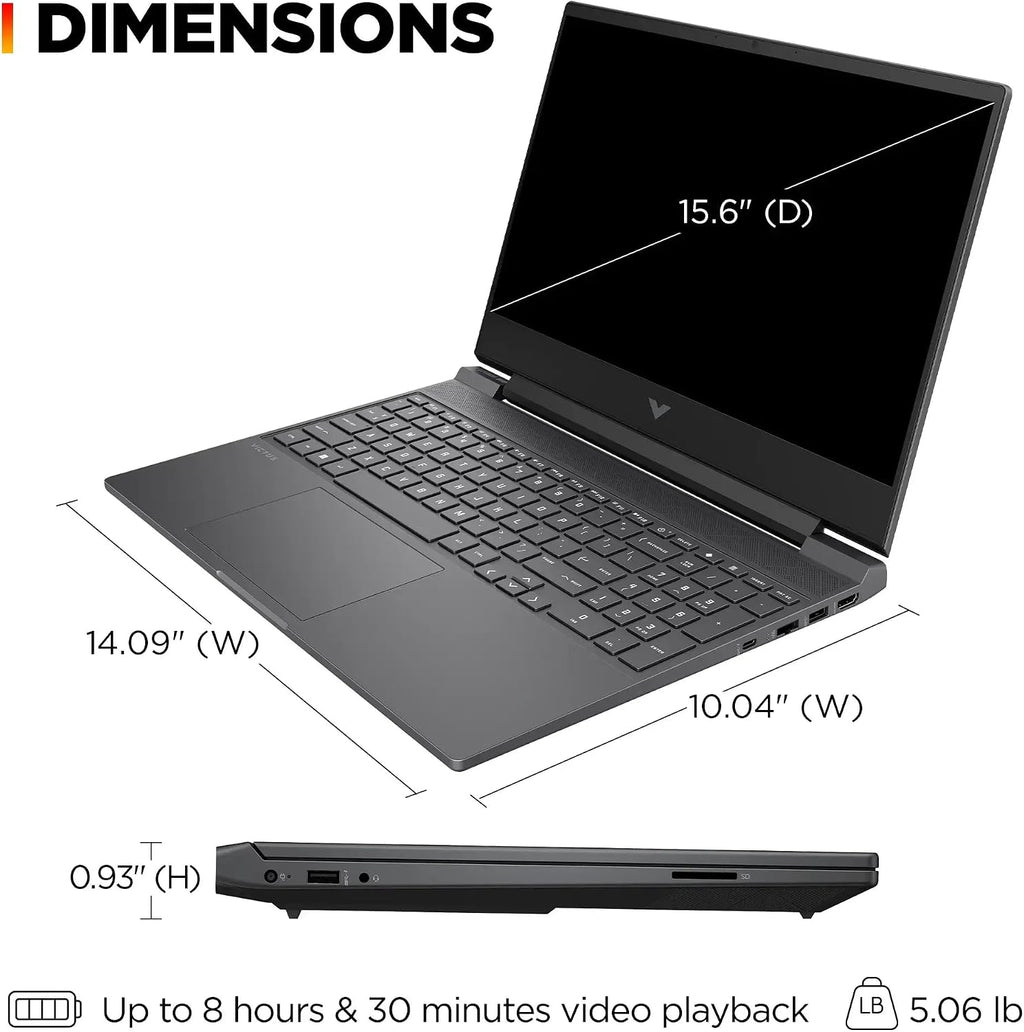 HP Victus 15 Gaming Laptop,15.6' FHD 144Hz Display, AMD Ryzen 5 7535HS, 16GB DDR5 RAM, 1TB NVMe SSD, AMD Radeon RX 6550M(> RTX 3050), Backlit KB, Wi-Fi 6, HDMI, Windows 11 Pro, w/BWE Accessories