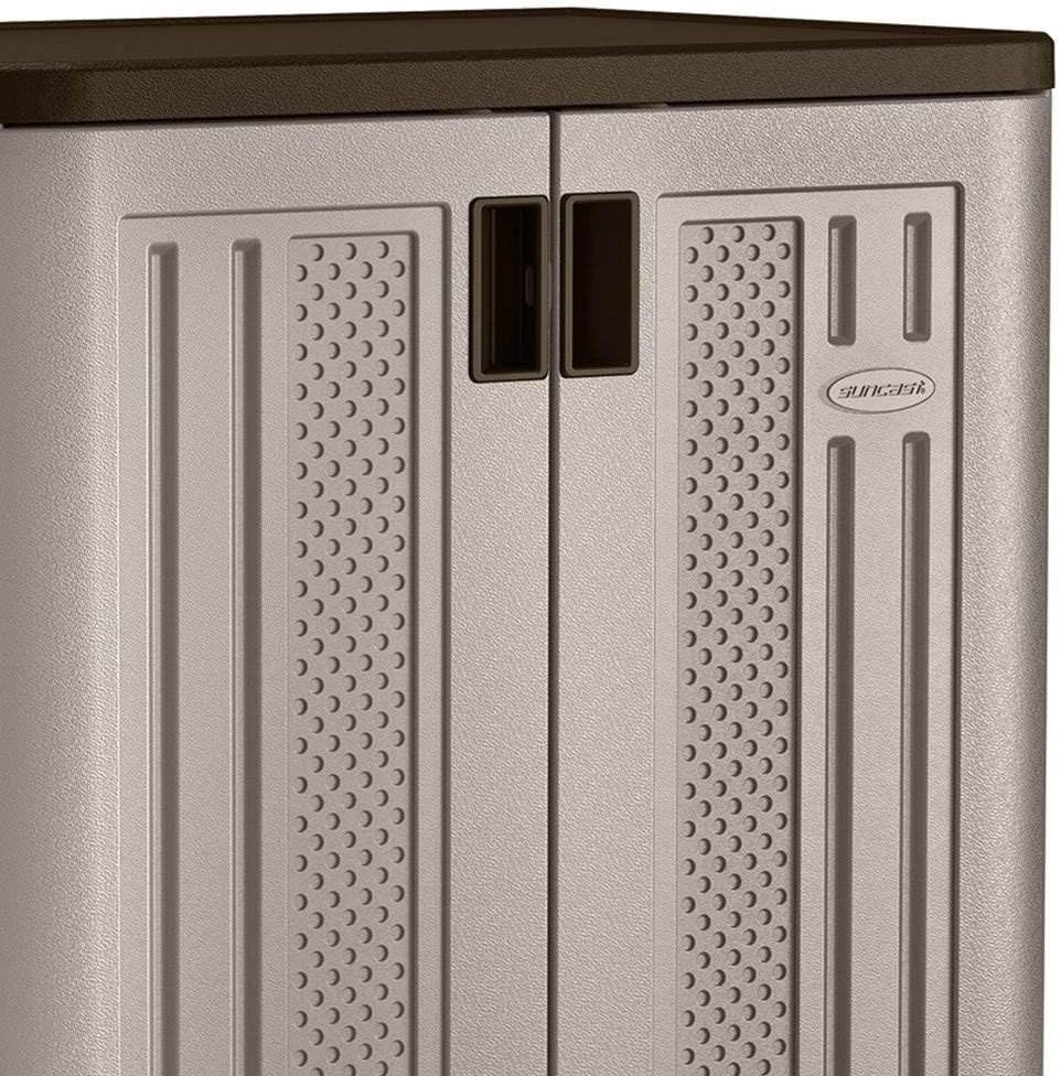 Suncast 2 Pack 9 Cu. Ft. Base Storage Cabinet, Resin Garage Organizer, Platinum Metallic/Slate