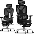 FLEXISPOT ErgoX Premium Ergonomic Office Chair with Footrest- Adjustable 3D Armrests, Dynamic Lumbar Support, Recline & Tilt Function, Mesh Seat, for Home & Office Use,Black Foam