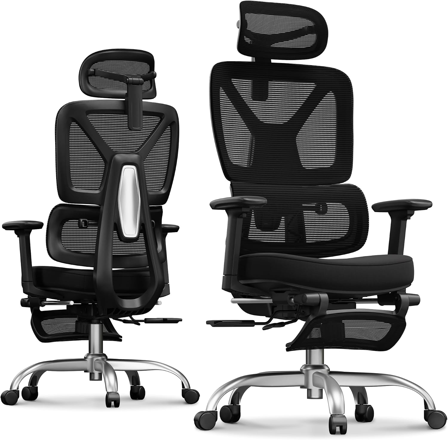 FLEXISPOT ErgoX Premium Ergonomic Office Chair with Footrest- Adjustable 3D Armrests, Dynamic Lumbar Support, Recline & Tilt Function, Mesh Seat, for Home & Office Use,Black Foam