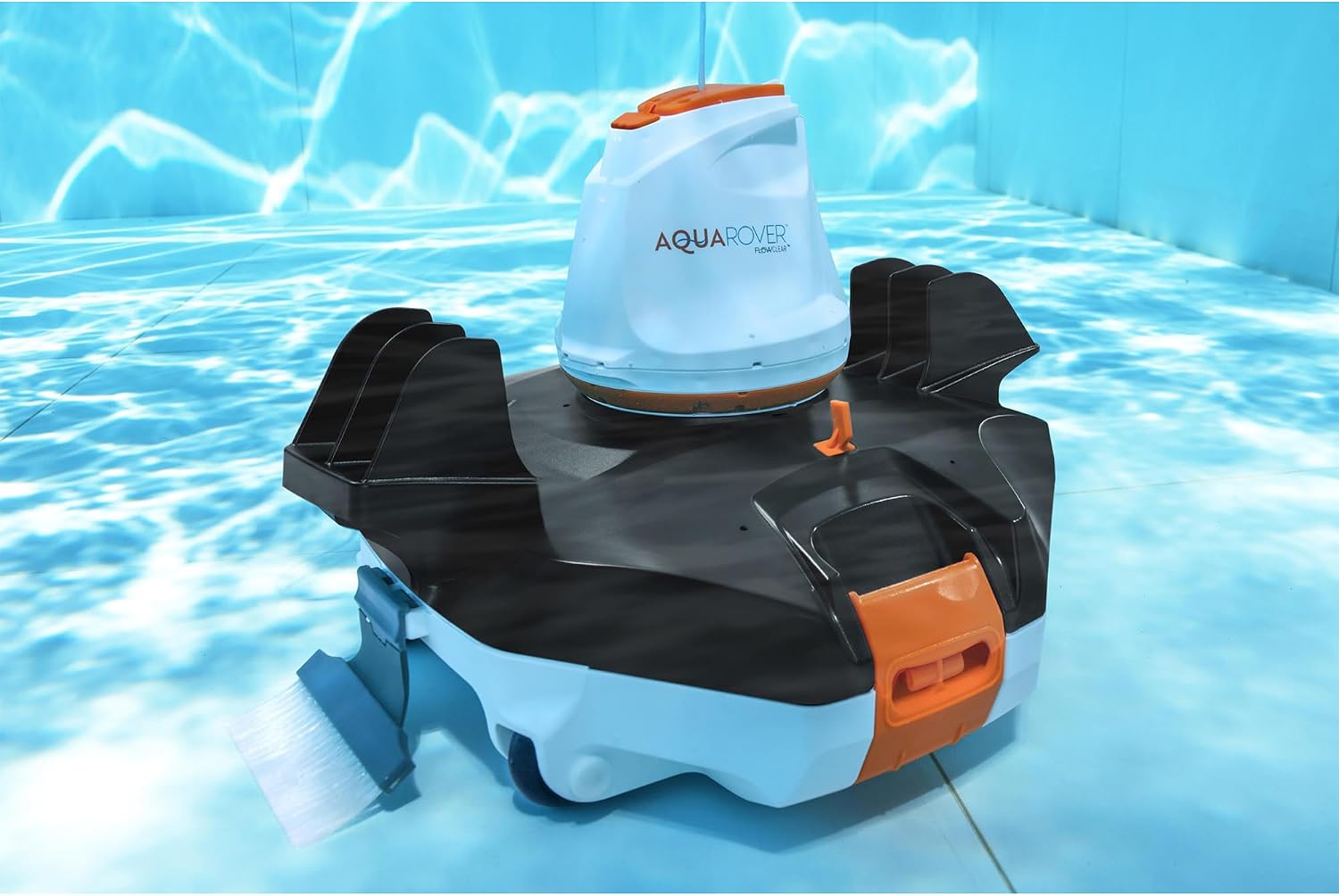 Bestway 58623E Flowclear Aquarover Automatic Swimming Pool Cleaning Cordless Robot Vacuum with Directional Jet System, LED Light, and Water Sensors