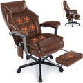 Massage Office Chair with Heat & Footrest, Ergonomic Reclining Executive Desk Chairs with 6-Point Vibration, PU Leather Computer Chair for Home Office or Gaming