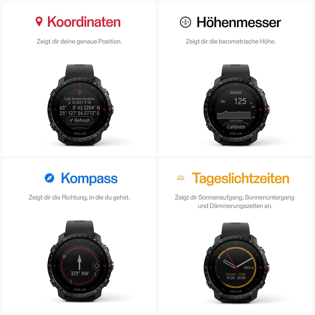 POLAR Grit X Pro - GPS Multisport Smartwatch - Military Durability, Sapphire Glass, Wrist-Based Heart Rate, Long Battery Life, Navigation - Ideal for Outdoor Sports, Trail Running, Hiking, Black