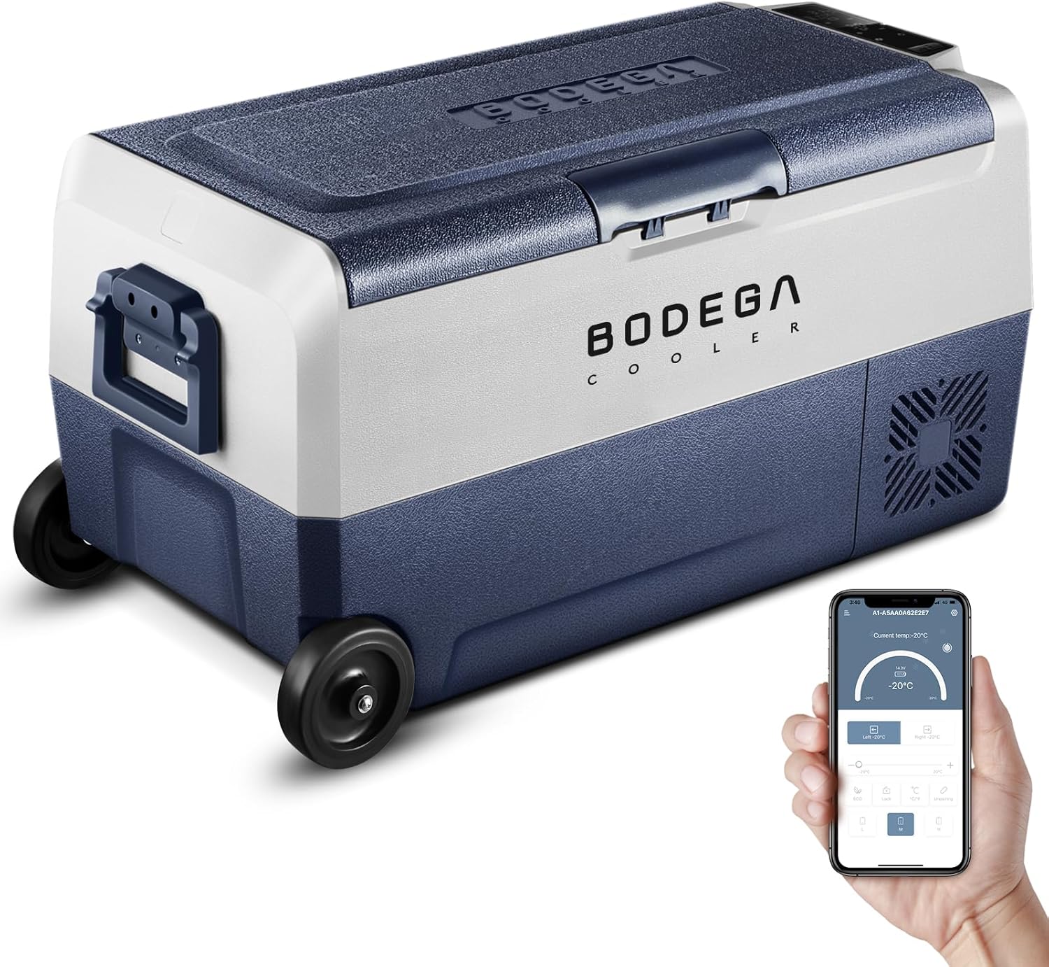 BODEGA BODEGACOOLER 12 Volt Car Refrigerator,38 Quart Portable Freezer Fridge,Car Fridge Dual Zone WIFI APP Control,(36L)-4℉-68℉Car Cooler 12/24V DC and 100-240V AC for Outdoor,RV,Travel,Camping