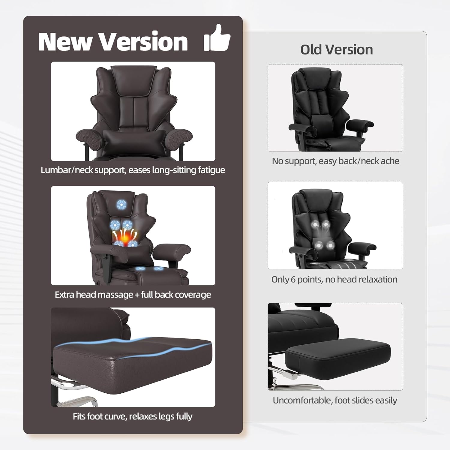 7-Point Massage Office Chair,Heated Manageral Chair,Ergonomic Executive Chair with Footrest,Adjustable Armrest，Computer Chair for Offices, Study Areas,Gaming Spaces,Brown