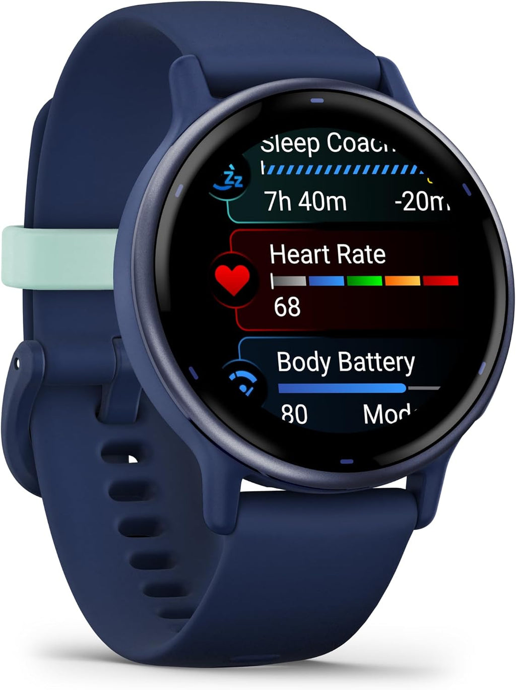Garmin Vivoactive 5, Health and Fitness GPS Smartwatch for Men and Women, Metallic Navy Bezel w/Navy Case and Silicone Band, 1.2' AMOLED Touchscreen Display, 11 Days Battery Life (Bundle)