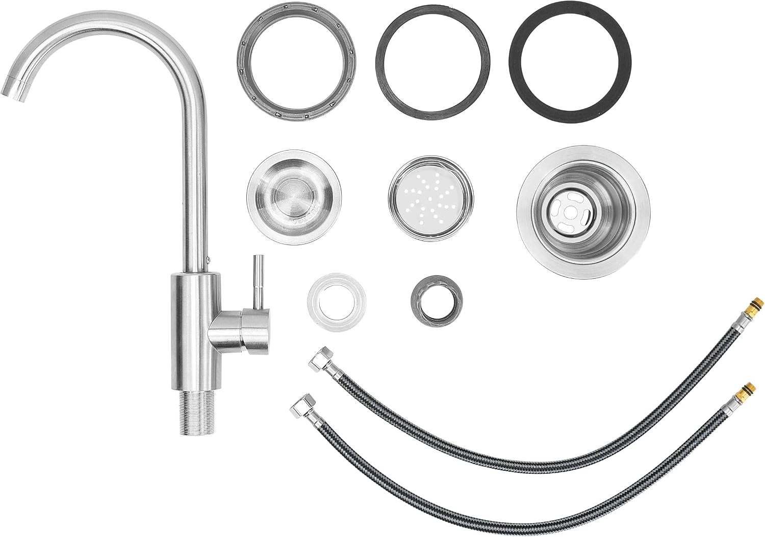 Bull Outdoor Products 18' Stainless Steel Sink & Faucet – Under & Over Mount All-in-One Kit – 304 Grade Stainless Steel, Includes Drain, Catch & Water Lines