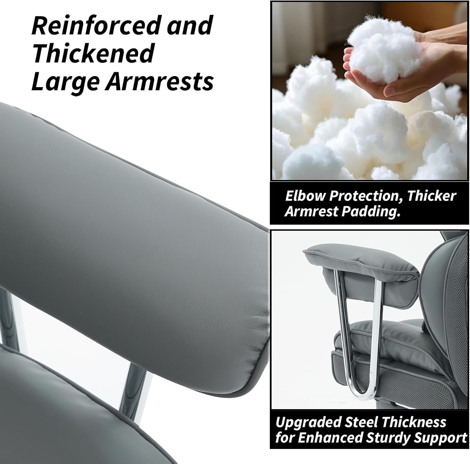 Efomao Big and Tall Office Chair 400lbs – High Back Executive Chair with Swivel Base, PU Leather Upholstery, Lumbar Pillow, Padded Armrests, and Rolling Wheels，Dark Grey Computer Chair