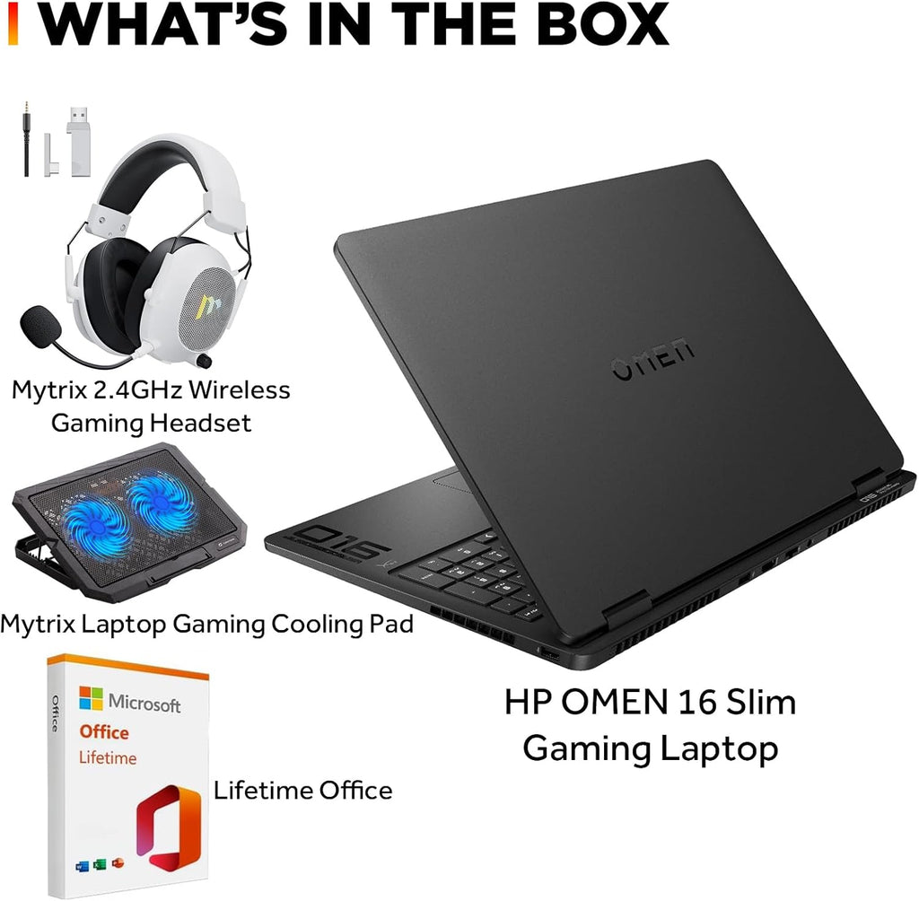 HP OMEN 16 Slim Gaming Laptop, 16' 144Hz 2K Display, Intel Core Ultra 9 285H, NVIDIA GeForce RTX 5070, 32GB DDR5 RAM, 1TB SSD, Wi-Fi 6E, RGB Backlit, Win 11 Pro, w/Mytrix Accessory & Lifetime Office