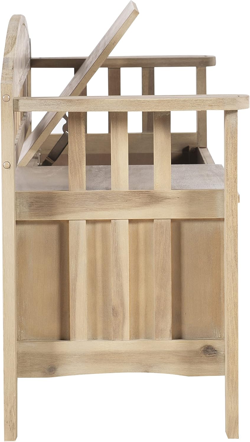 Linon Frankie Natural Wood Washed Storage Bench