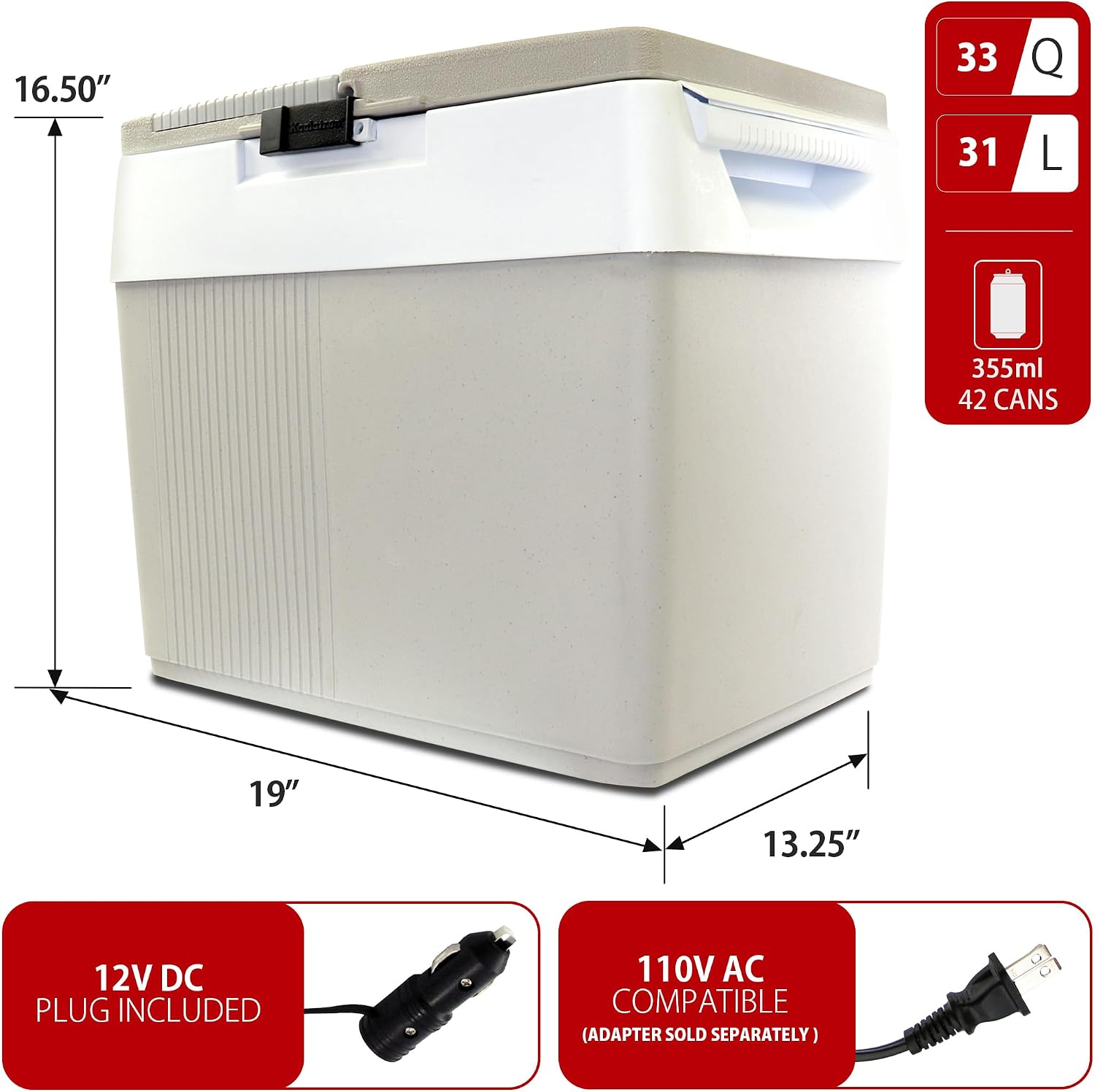 Koolatron 12V Iceless Cooler & Warmer – Portable Electric Cooler/Nevera Portátil Eléctrica for Car Truck Camper Boat, Hard Sided Mini Fridge for Camping Picnic Travel Lunch Food Drinks Office 33 qt