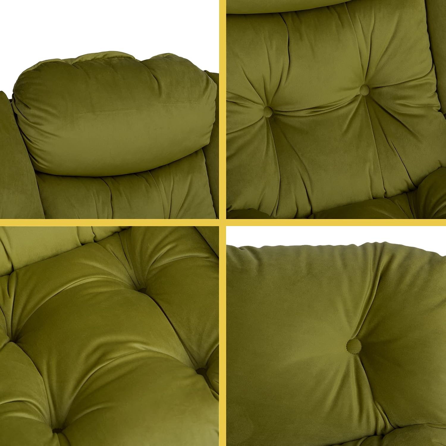 HollyHOME Lazy Chair with Armrest and Side Pocket, Comfy Accent Lounge Chair,Leisure Sofa Armchair for Living Room, Bedroom, Dorm, or Small Spaces, Oversized Reading Sofa Chair,Velvet Olive Green
