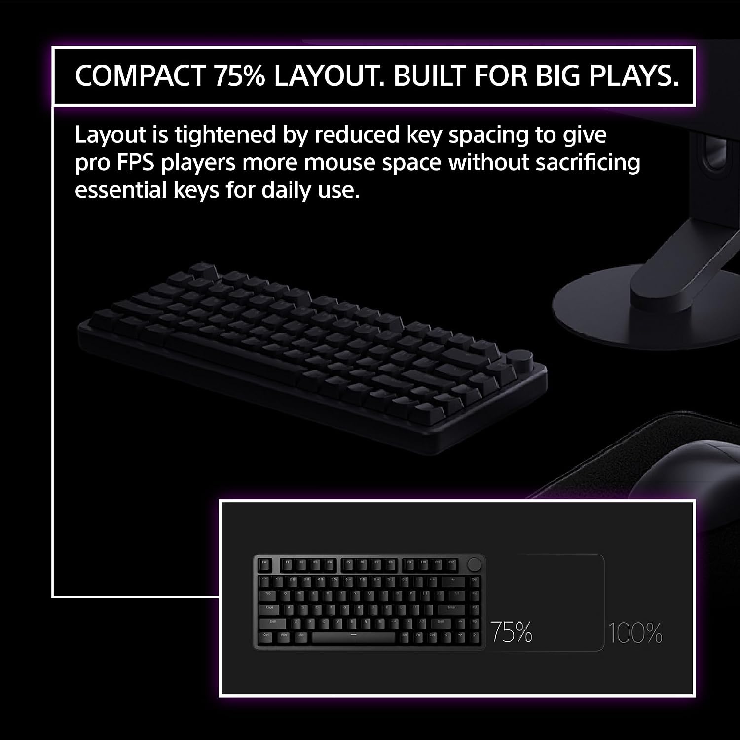 Sony INZONE KBD-H75 75% Wired CNC Aluminum Frame Gaming Keyboard, Hall-Effect Switch, Rapid Trigger, Adjustable Actuation Point, 8000 Hz Polling Rate, RGB Lighting, Volume Dial