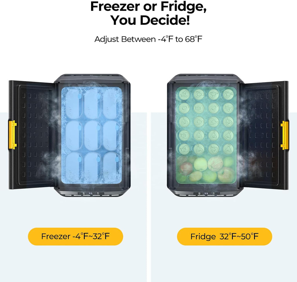 BougeRV 12 Volt Car Refrigerator, CRS 53 Quart Portable Fridge Freezer with APP Control, -4℉ to 68℉ Compressor Electric Cooler 12/24V DC 110~240 Volt AC for Truck Van RV Camping Road Trip