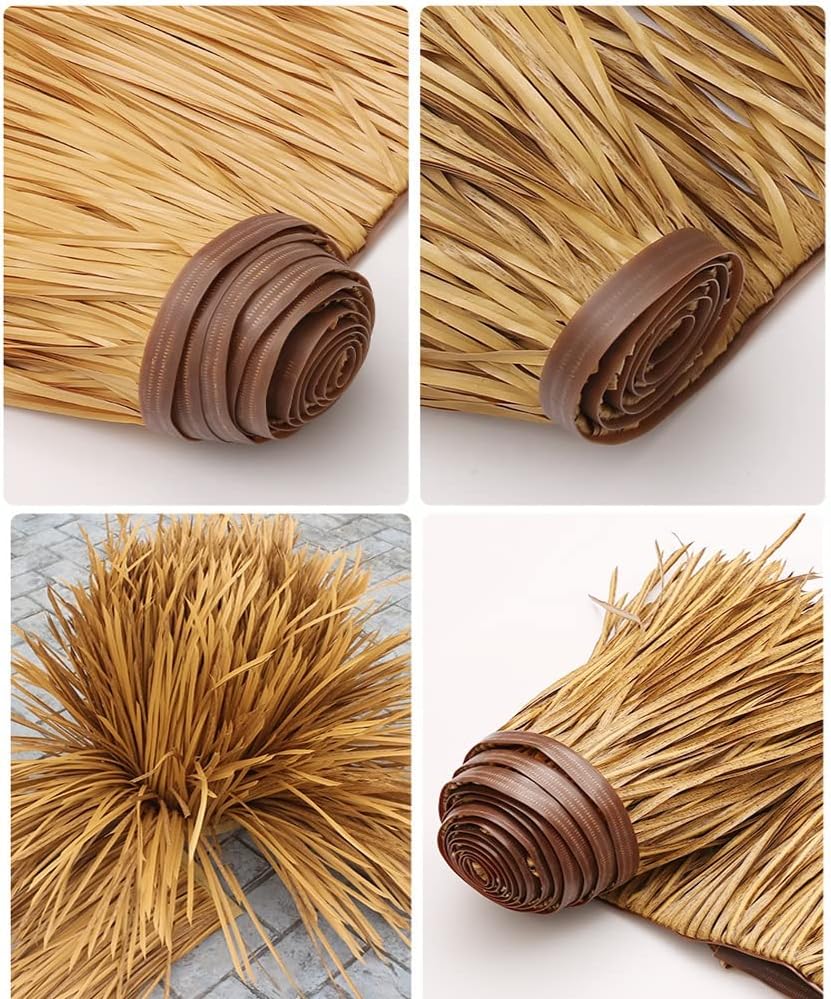 Man-Made Thatch roll Simulated thatched roof Tile Artificial Straw Plastic Fake thatched Easy to Cut roof Decoration, Pavilion, Villa, Garden, bar Thatch Roll (Color : Yellow2, Size : 0.5x8m)