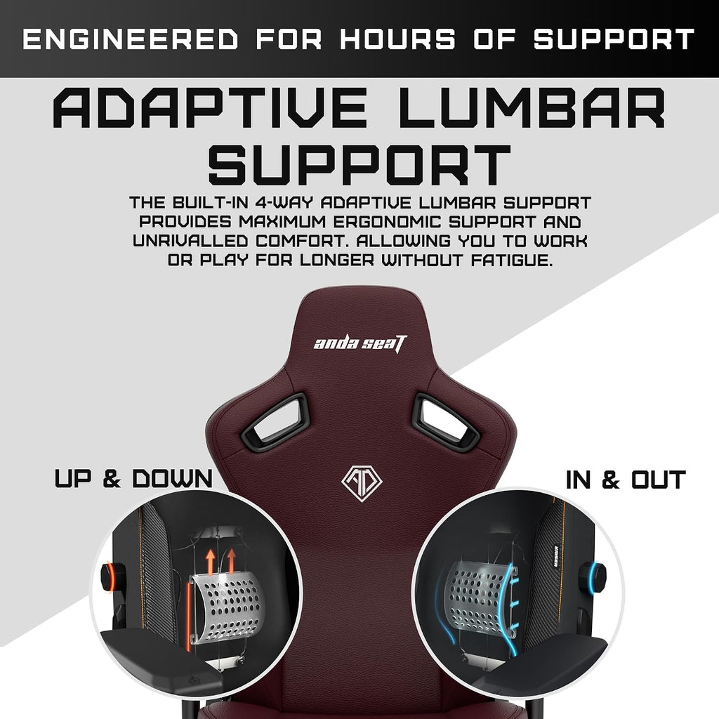 Anda Seat Kaiser 3 XL Gaming Chairs for Adults - Ergonomic Maroon PVC Leather Gaming Chair with Lumbar Support, Comfortable Office Seat with Neck Support - Heavy Duty Wide Gamer Seat