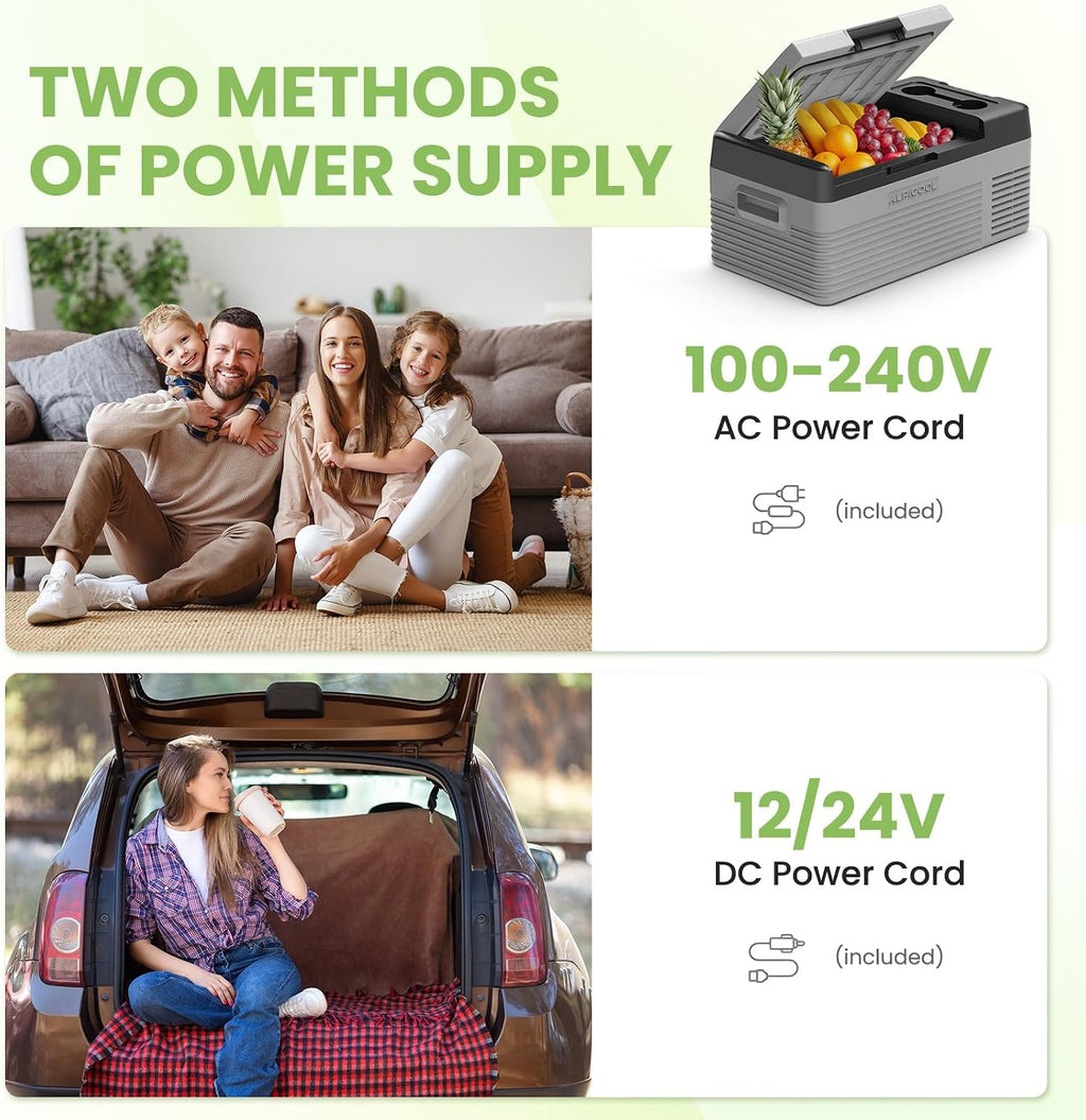 Alpicool Car Refrigerator 12 Volt Portable Car Fridge 16 Quart（15 L Electric Cooler with AC/DC，Car Refrigerator Freezer for Truck Van RV Camper SUV, Camping Boat Travel，-4~68°F