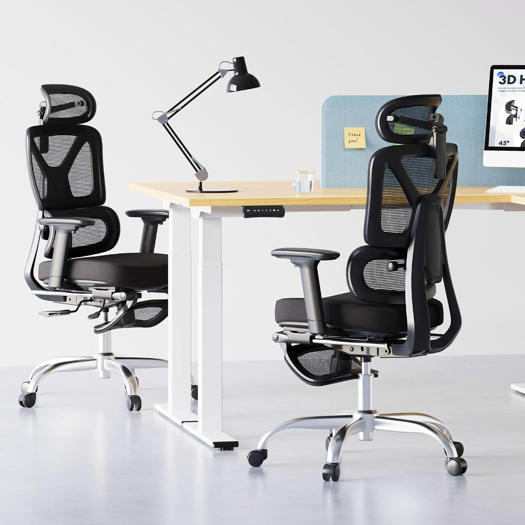 FLEXISPOT ErgoX Premium Ergonomic Office Chair with Footrest- Adjustable 3D Armrests, Dynamic Lumbar Support, Recline & Tilt Function, Mesh Seat, for Home & Office Use,Black Foam