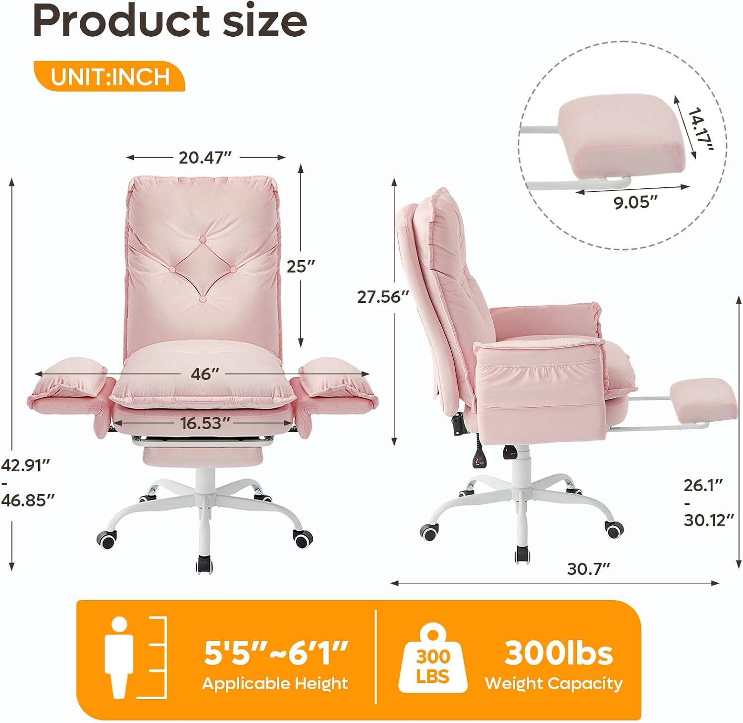 Bestier Criss Cross Office Chair with Flip-Up Armrests, High Back Executive Chair with Footrest & Wheels, Cross Legged Desk Chair for Home Office, Pink Velvet