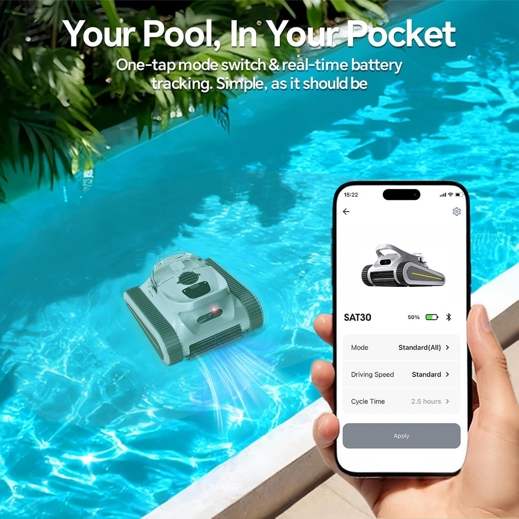 Pool Vacuum for Inground Pools & Above Ground Pool, Cordless Robotic Pool Cleaner with 180W Brushless Motor, 3-Hour Runtime, Wall-Climbing Pool Robot Scrubber for Pools up to 2150 Sq.Ft.