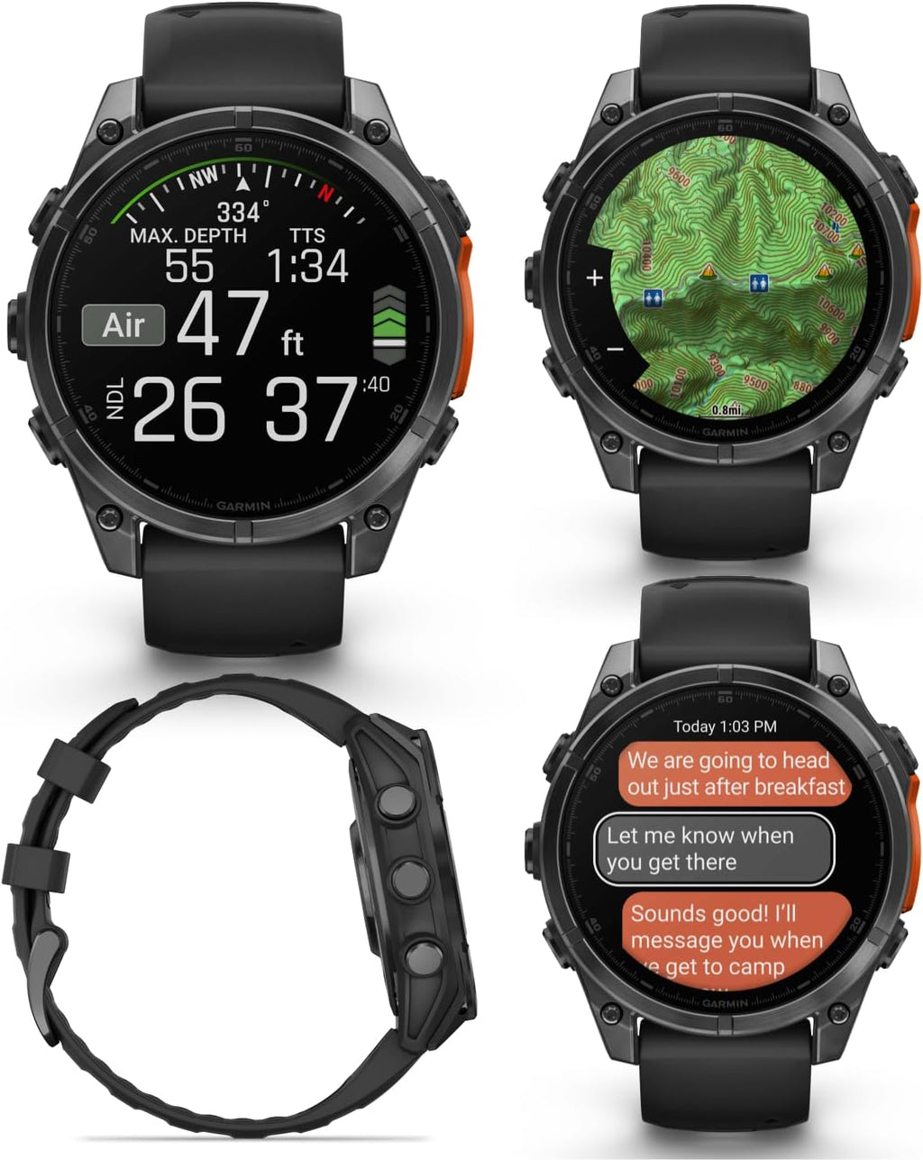 Garmin Fenix 8 – 47 mm, AMOLED Multisport GPS Smartwatch, Slate Gray with Black Silicone Band, Built-in LED Flashlight Black Earbuds Bundle