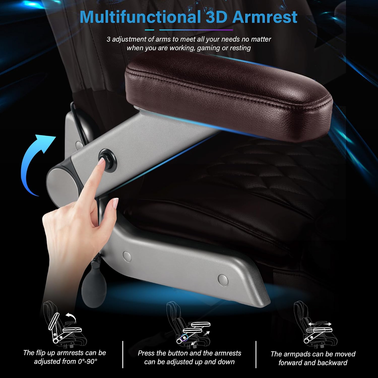 Big and Tall 700lbs Office Chair - Adjustable Lumbar Support 3D Flip Arms Heavy Duty Metal Base&Wheels, High Back Large Executive Computer Desk Chair, Thick Padded Ergonomic Design for Back Pain