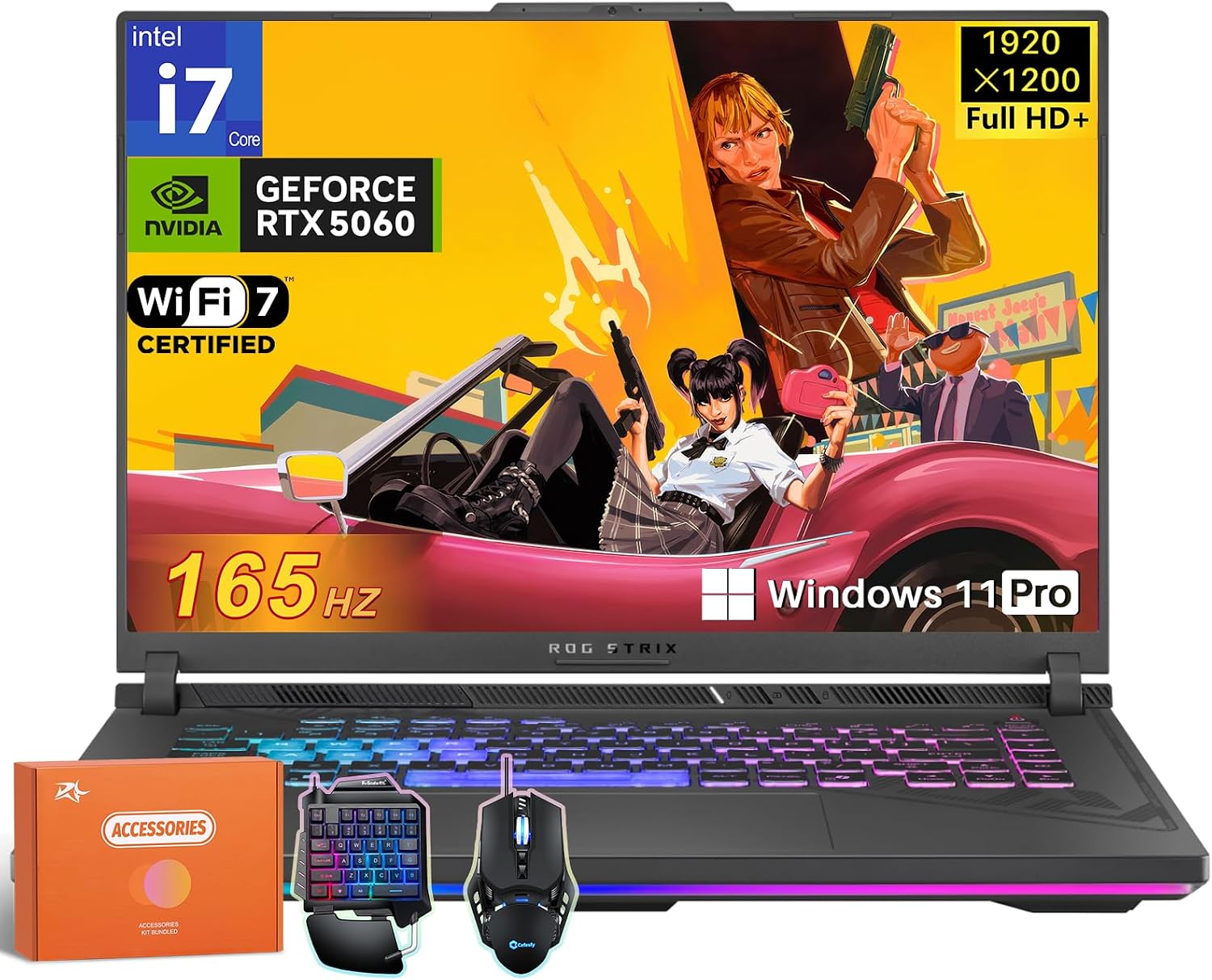 ASUS ROG Strix G16 Gaming Laptop, Intel 16-Core i7-14650HX, NVIDIA RTX 5060, 16' FHD+ 16:10 165Hz/3ms Display, 32GB DDR5, 2TB Gen 4 SSD, Dolby Atmos, Hires Audio, Windows 11 Pro, Wi-Fi 7, Accessories