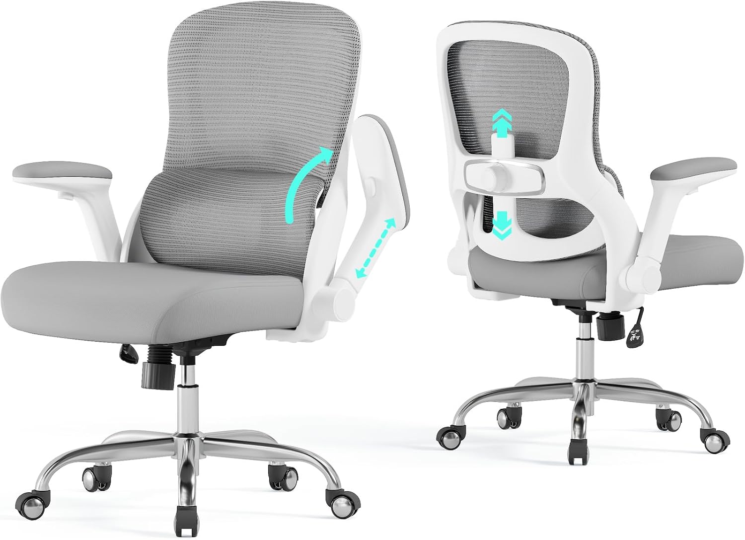 Ergonomic Office Chair: 400LBS Office Computer Desk Chair with High Back Mesh and Adjustable Lumbar Support Rolling Work Swivel Task Chairs with Wheel 3D Armrests, Ergo Gaming Chair (Grey)