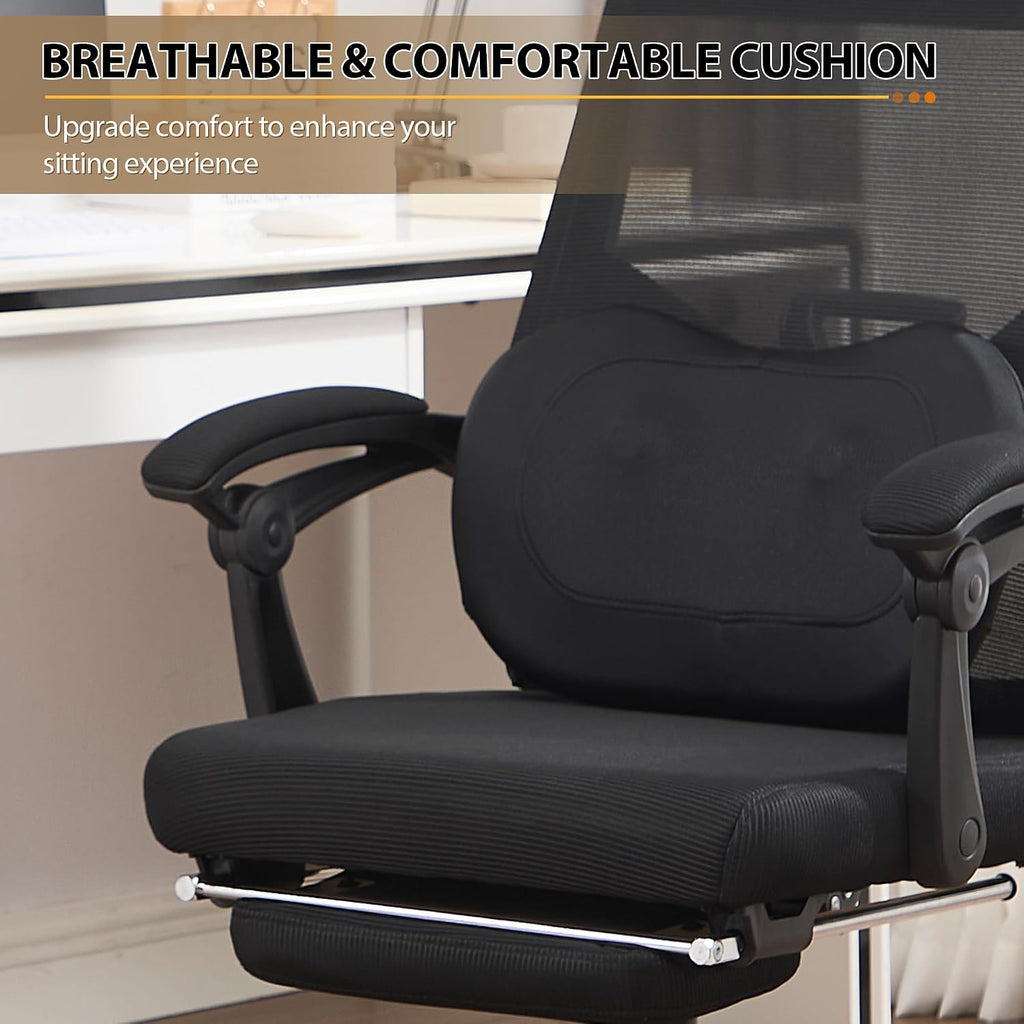 Qulomvs Ergonomic Office Chair with Massage&Heated Lumbar Support, Kneading Massage Office Chair with Foot Rest, Reclining Home Office Desk Chair Adjustable Mesh Computer Desk Chair with Wheels