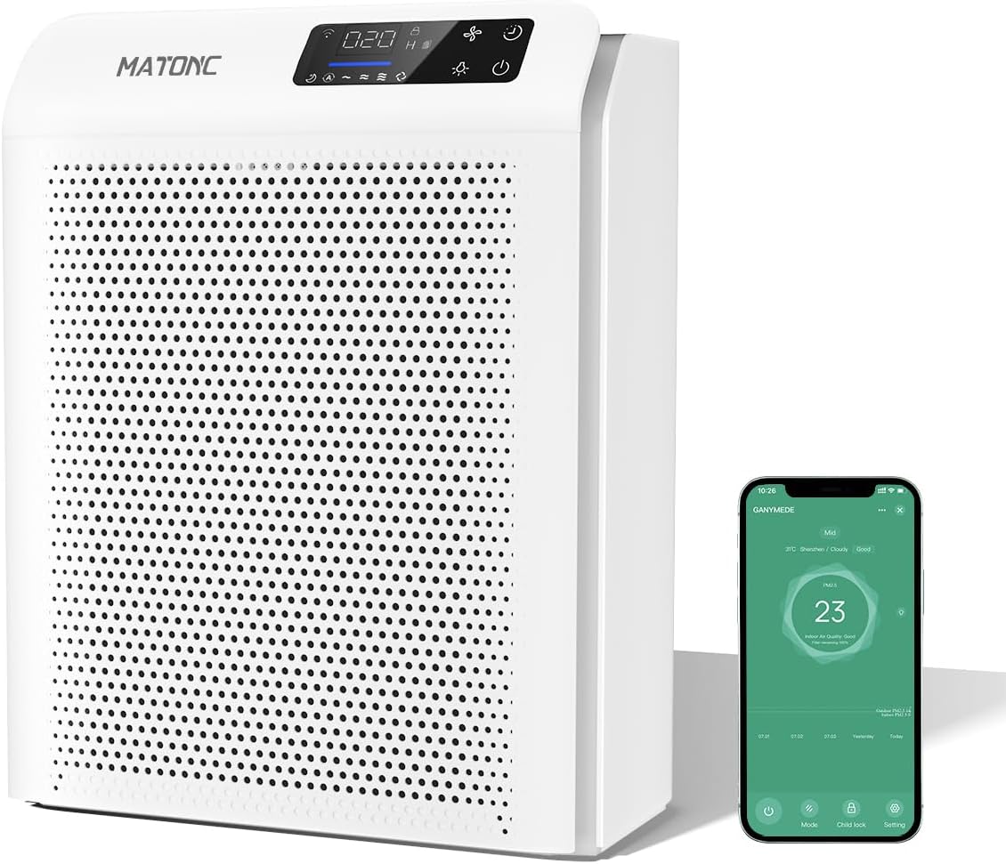 Air Purifier for Large Room Up to 3500 Ft², Smart HEPA Air Purifier with WiFi APP Control,PM 2.5 Display Air Quality Sensor, Sleep & Auto Mode, 4 Fan Speeds, for Pets Dust Pollen