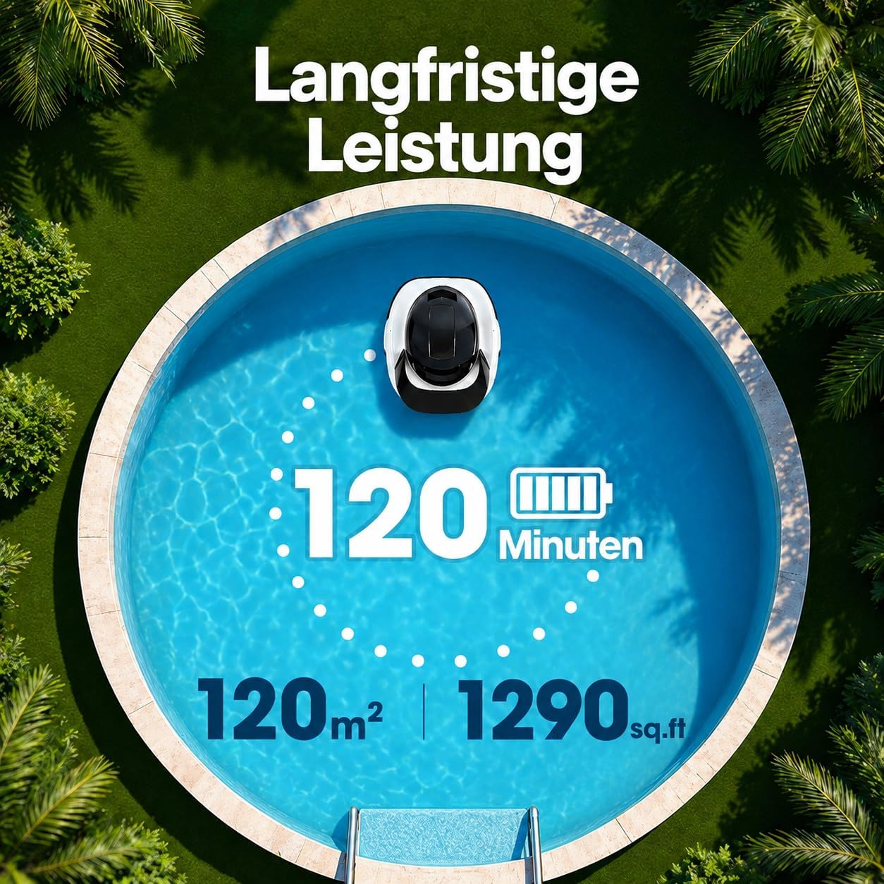 Robotic Pool Cleaner, Cordless Pool Vacuum with 19 GPM Powerful Suction, 2H Runtime and 3H Fast Charging, Dual Filters, Self-Parking, for Above Ground& In Ground Pools Up to 870 sq.ft