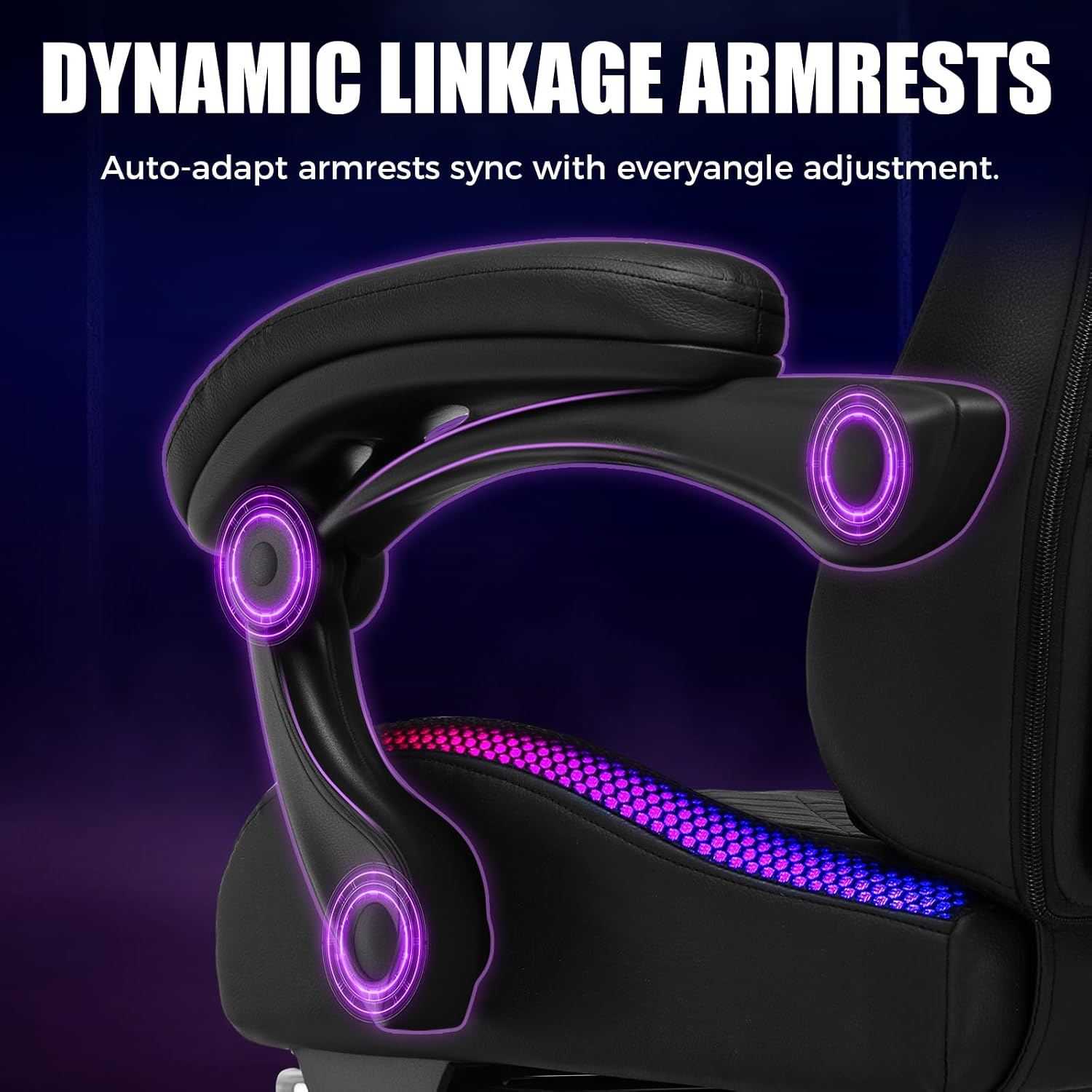 GTPLAYER RGB Gaming Chair with Speakers - LED Computer Game Chair for Adults, PC Home Office Chairs with Footrest & Lights, Reclining Desk Chairs, Black