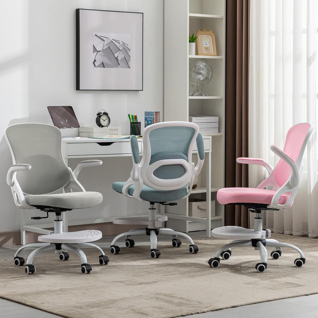 Kids Desk Chair,Ergonomic Study Chair with Adjustable Height,Swivel Mesh Desk Chair with Wheels,Home Office Chair for Children in Home Bedroom Grey