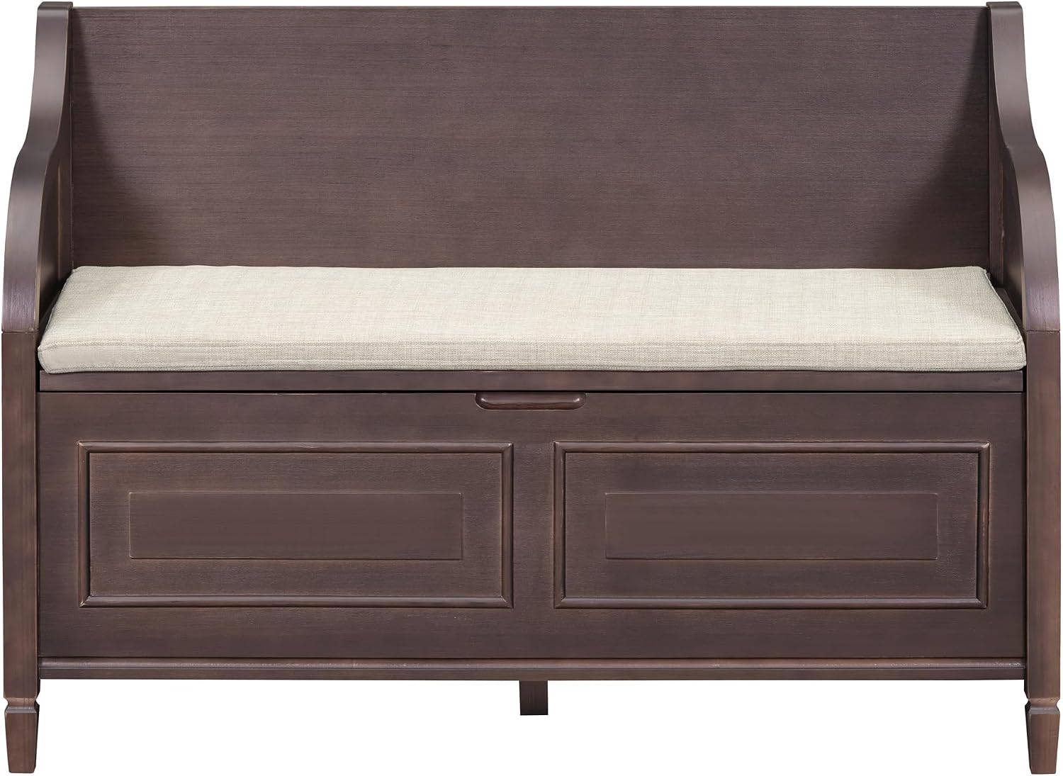 Bellemave Storage Bench with Safety Hinge Wooden Entryway Benches with Shoe Cabinets Under Seat Multifunctional Storage Bench for Entryway, Foyer or a Mudroom (Espresso + Beige)