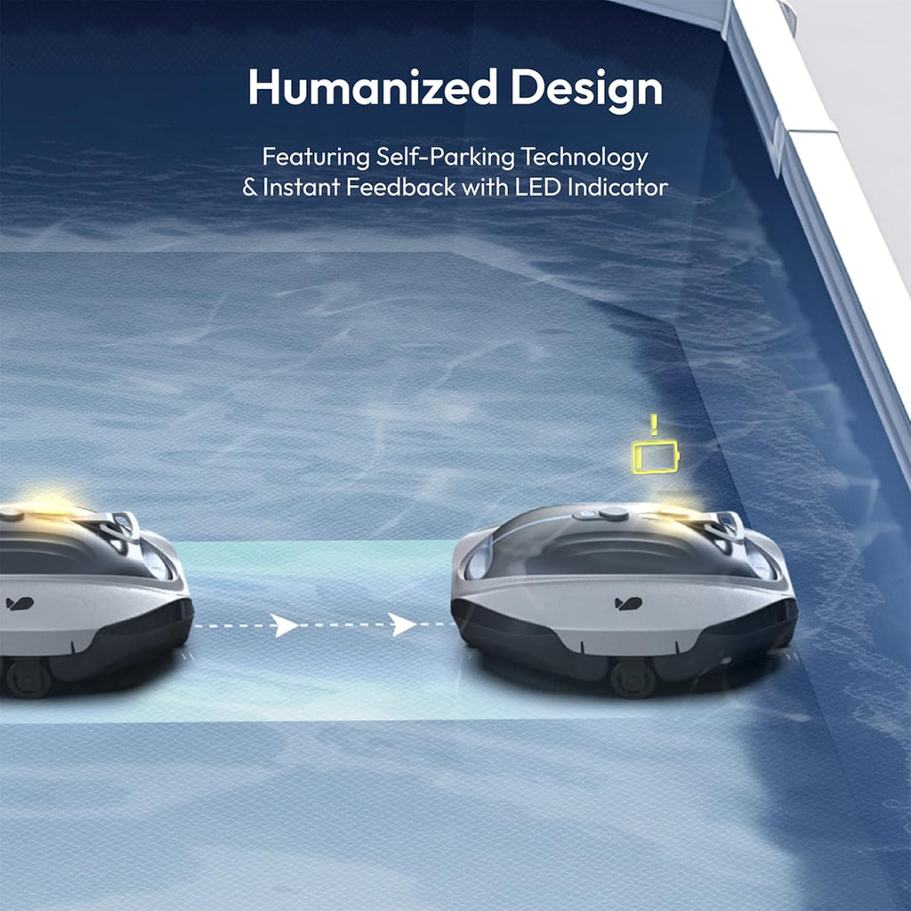 BUBLUE Bubot 300P Robotic Pool Cleaner, Cordless Pool Vacuum with Industry Leading Suction Power, Bluehole Tech, DirtLock Tech, Smart Sensor for Above-Ground Flat Pools up to 850 Sq.Ft, Silver