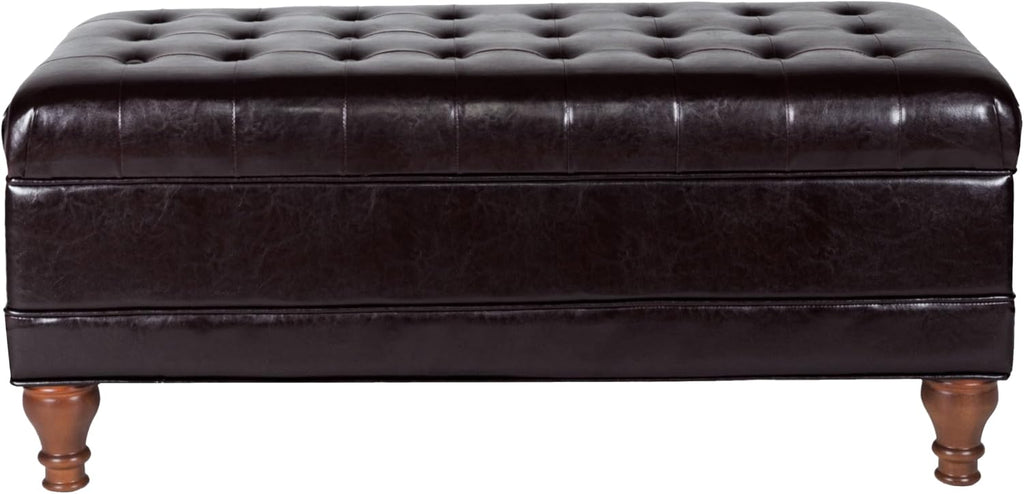 HomePop Deluxe Tufted Storage Bench with Hinged Lid, Espresso