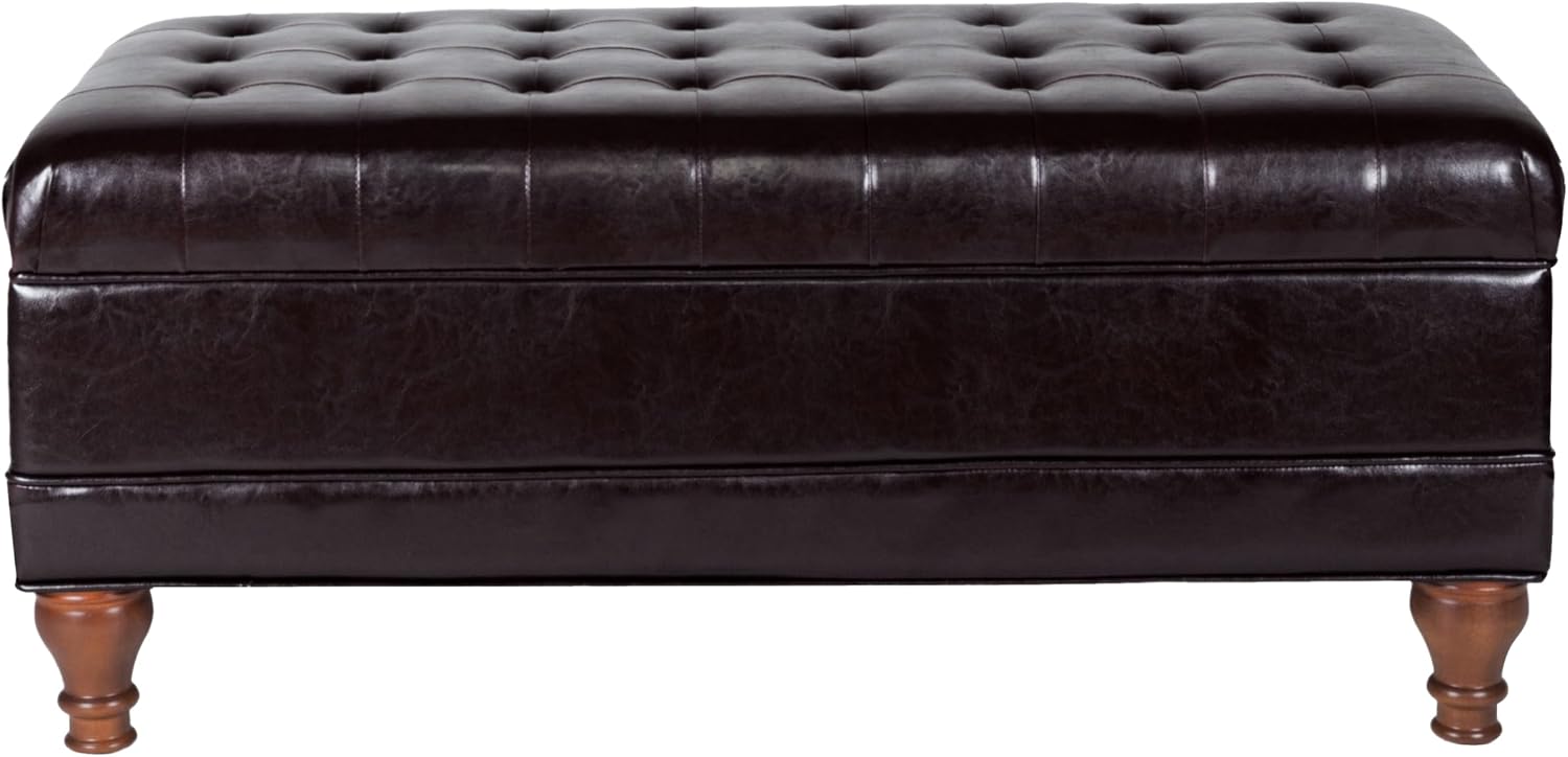HomePop Deluxe Tufted Storage Bench with Hinged Lid, Espresso