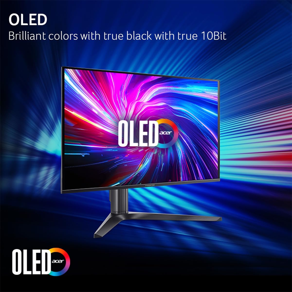 acer Predator Gaming Monitor | 26.5' WQHD 2560 x 1440 OLED | AMD FreeSync Premium Pro | 500Hz | 0.03ms | VESA DisplayHDR True Black 500 | USB Type-C, 2 x DP 1.4 & 2 x HDMI 2.1 | X27U F5bmiippruzx