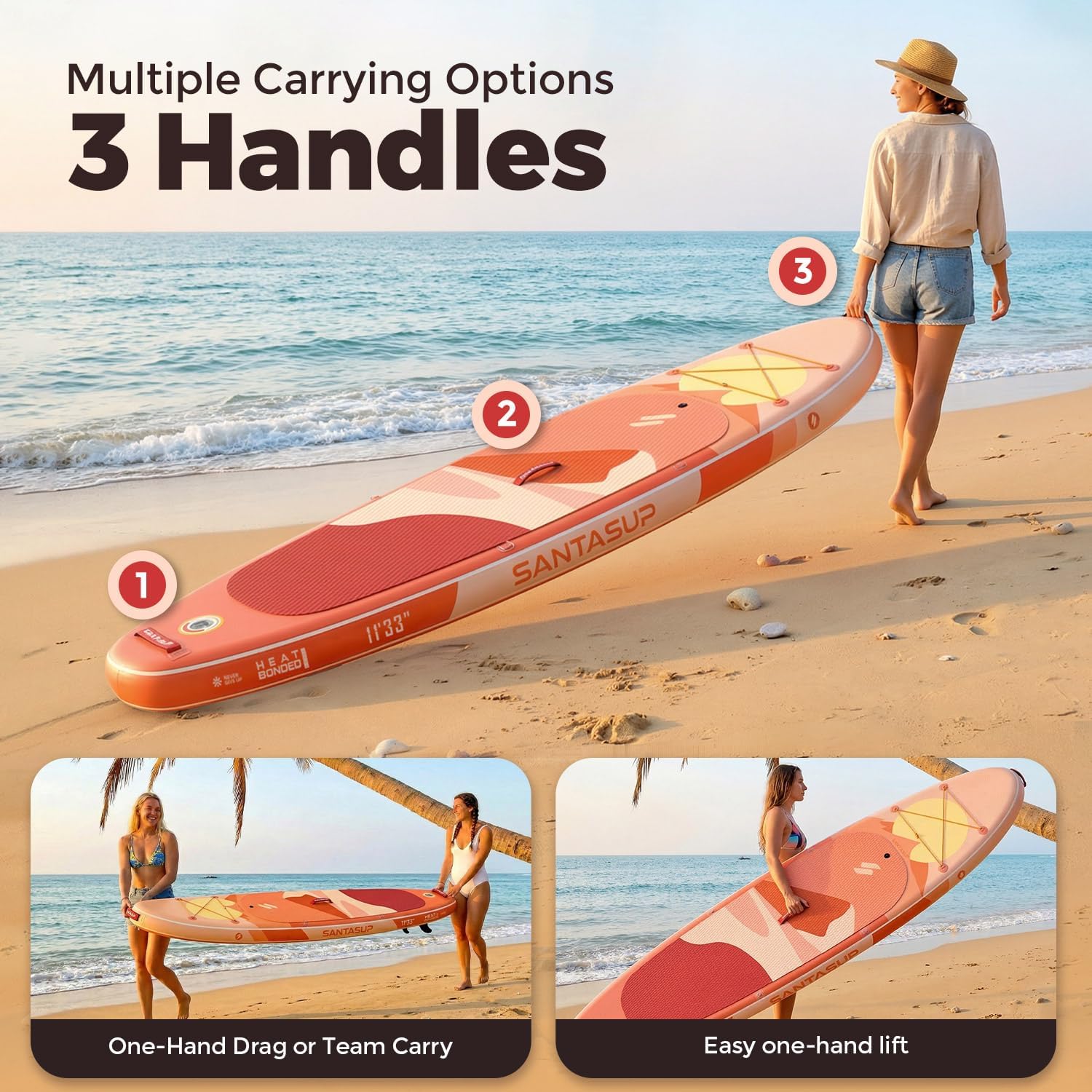 10'6'/11'Wide Inflatable Stand Up Paddle Board for Adults & Youth of All Skill Levels, with Premium SUP Paddleboard Accessories, Anti-Slip EVA Deck