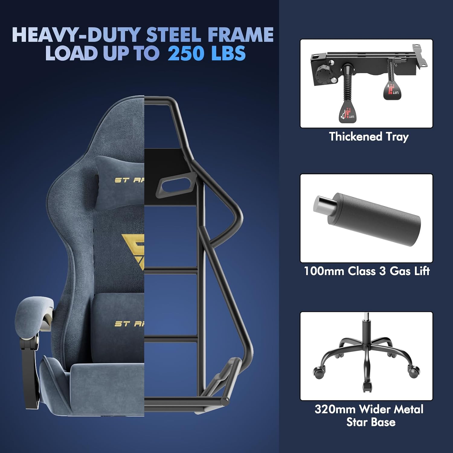Soontrans Velvet Fabric Gaming Chair with Footrest, Comfortable Video Gamer Chair for Adult, Ergonomic Office Desk Game Computer Chairs with Massage Lumbar Cushion,Headrest