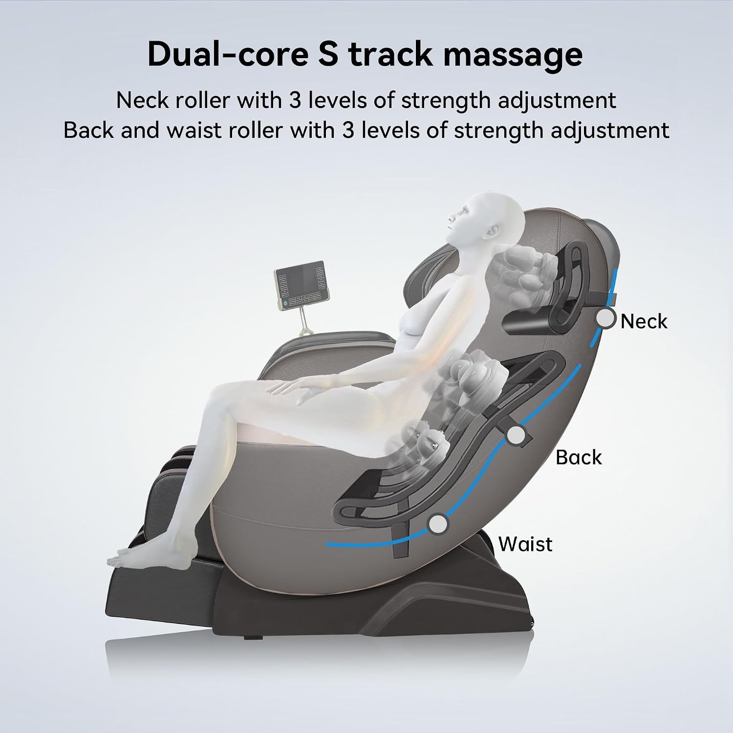 Real Relax 2025 Full Body Massage Chair of Dual-core S Track,Shiatsu Massage Recliner of Zero Gravity with APP and LCD Control,Bluetooth,Home or Office Use,Brown
