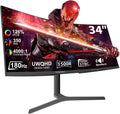 34 Inch Curved Monitor 180Hz, UWQHD 3440x1440p Ultrawide Gaming Monitor 1500R with Speaker, PIP/PBP, 4000:1 Contrast, sRGB126%, HDR, FreeSync & G-SYNC, 1ms(MPRT), HDMI/DP Port, Adjustable Stand, VESA