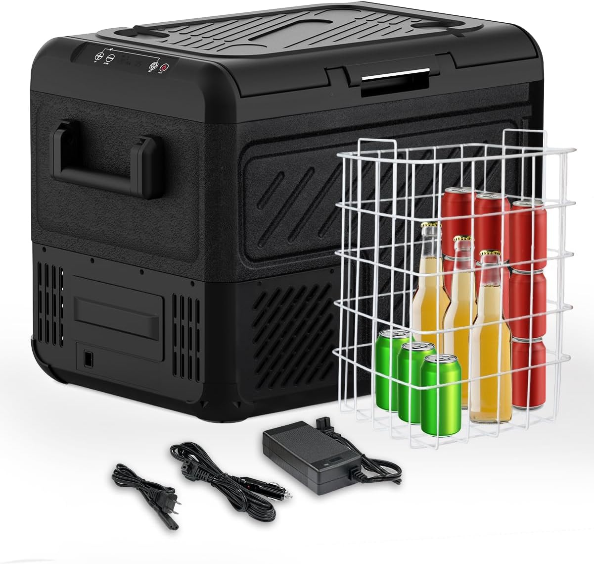 SubSun Portable Car Refrigerator, Car Refrige(-8℉~68℉), Electric Compressor Cooler 12V/24V DC and 110-220V AC for Camping, Road Trip, Boat, Skincare, Outdoor and Home (53 Quart)